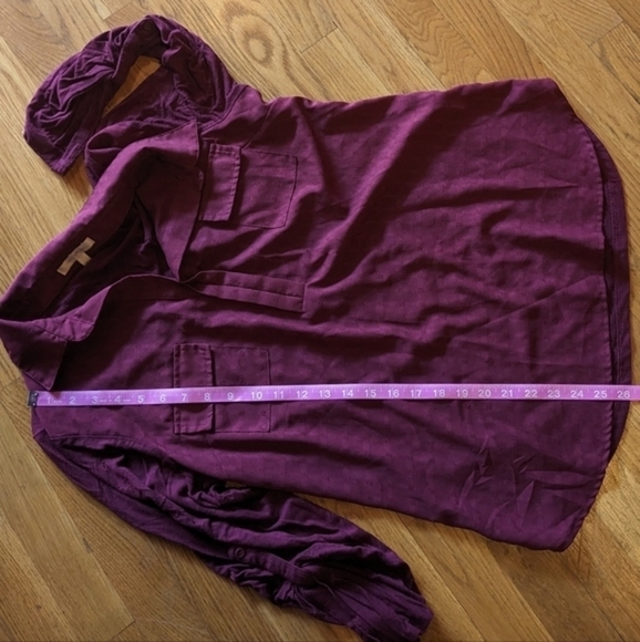 Skies are Blue XL Maroon Collared Tunic Shirt w/ Roll Up Sleeves‎ - Picture 9 of 10